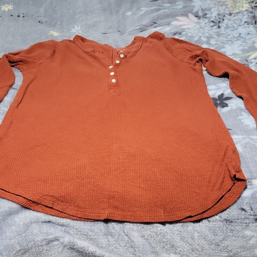 Aerie Rust Long Sleeve Henley Top